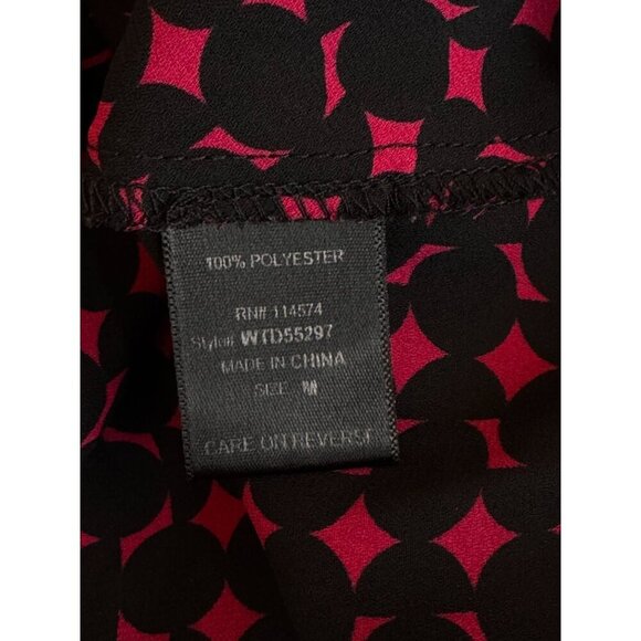 Anthropologie Pleione Long Sleeve Faux Wrap Shirt Maroon and Black Deep V EUC M - Picture 6 of 8